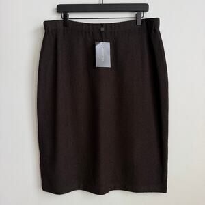 NEW St. John Collection Wool Blend Skirt in Mahogany Brown Size 16